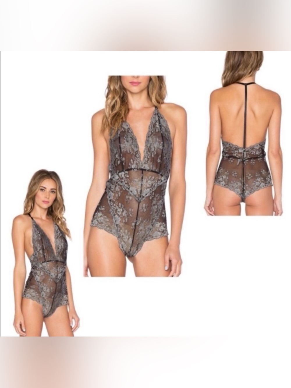 Free People Too Cute To Handle Bodysuit In Charcoal Black
